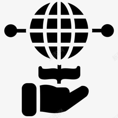 全球连通性全球网络全球共享图标图标