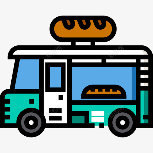 面包车食品车2线性颜色图标svg_新图网 https://ixintu.com 线性颜色 面包车 食品车2