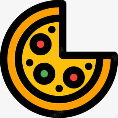 披萨食物72线性颜色图标图标
