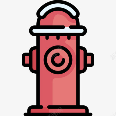 消防栓冬季小镇6线性颜色图标图标