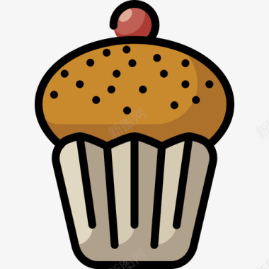 纸杯蛋糕食品甜点2线性颜色图标图标