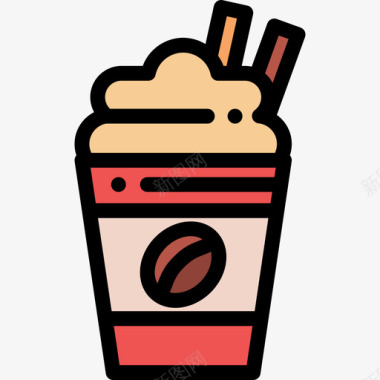 Frappe咖啡店39线性颜色图标图标
