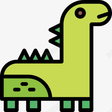 恐龙玩具26线性颜色图标图标