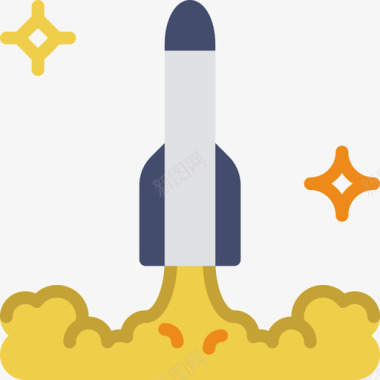 火箭太空65扁平图标图标