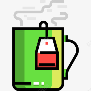 茶健康生活8线性颜色图标图标