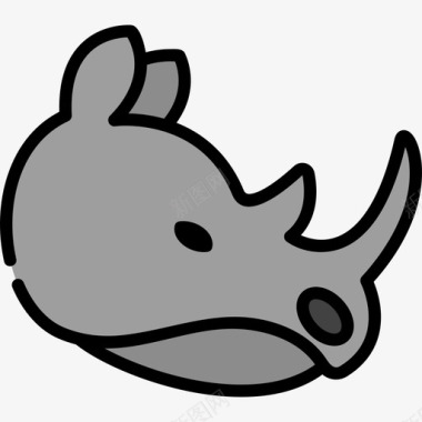 犀牛动物3线性颜色图标图标