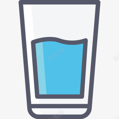 水饮料和饮料4线性颜色图标图标