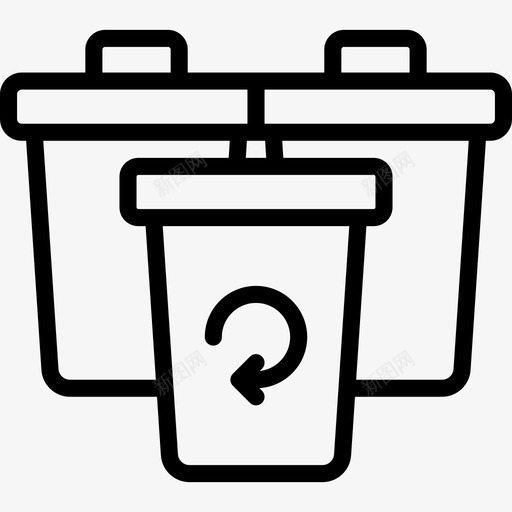 回收箱生态43线性图标svg_新图网 https://ixintu.com 回收箱 生态43 线性