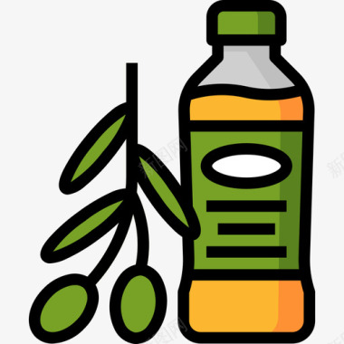 橄榄油健康4线性颜色图标图标