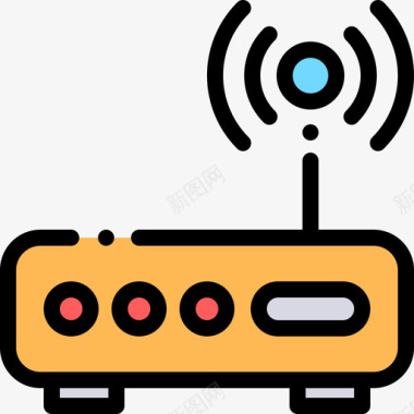 路由器技术32线性颜色图标图标