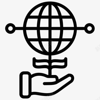 全球连通性全球网络全球共享图标图标