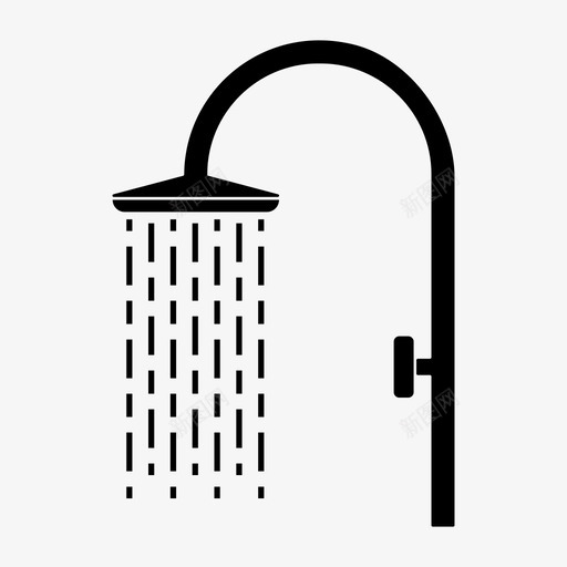 带自来水的淋浴头冲洗图标svg_新图网 https://ixintu.com 冲洗 带自来水的淋浴头