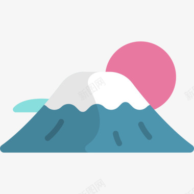 富士山日本21平坦图标图标