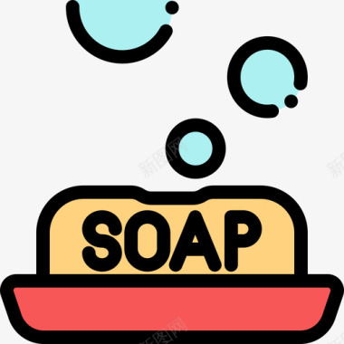 肥皂浴室用品线性颜色图标图标