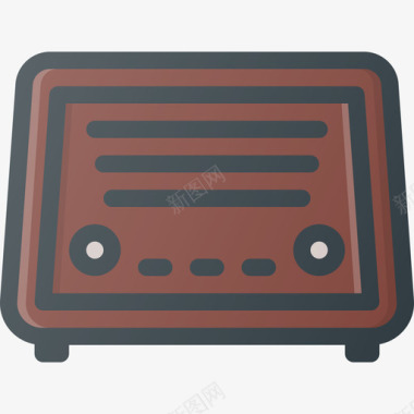 旧收音机音乐音频3线性颜色图标图标