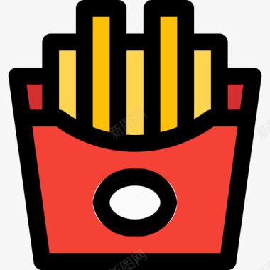 薯条食品72原色图标图标