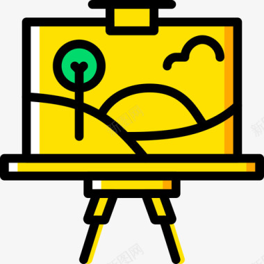 画布艺术5黄色图标图标
