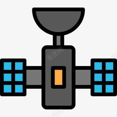卫星科学34线性颜色图标图标
