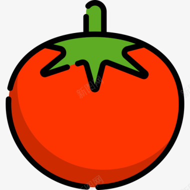 番茄食品和饮料10线颜色图标图标