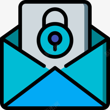 电子邮件数据安全10线颜色图标图标