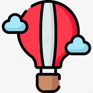 热气球冒险16线性颜色图标图标