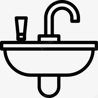 面盆浴室9线性图标图标