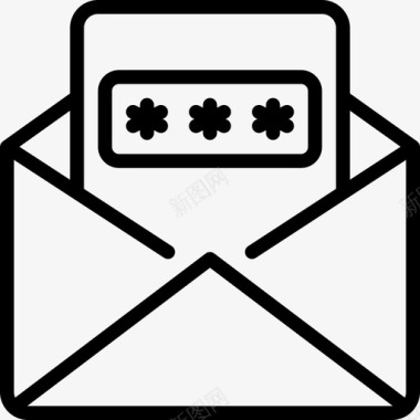 电子邮件数据安全13线性图标图标