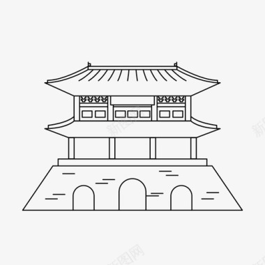 韩国宫殿亚洲地标图标图标