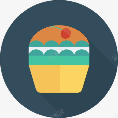 纸杯蛋糕食品和饮料22圆形图标图标