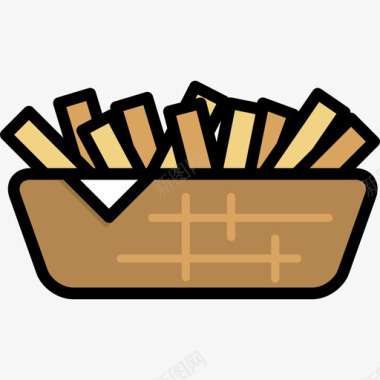 薯条食品和饮料16线性颜色图标图标