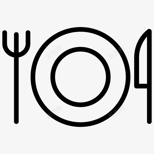 餐厅盘子叉子图标svg_新图网 https://ixintu.com 刀 叉子 新年快乐线图标 盘子 餐厅