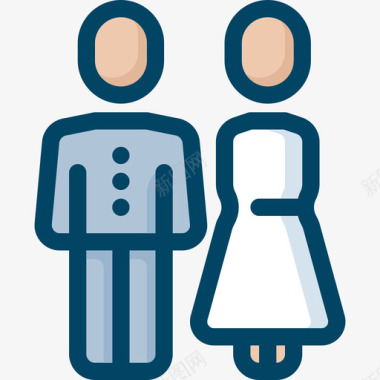 新婚夫妇爱情和婚礼2线性颜色图标图标