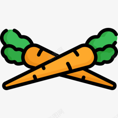 胡萝卜水果蔬菜7线形颜色图标图标