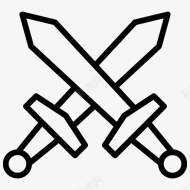 剑道交叉剑武术图标图标