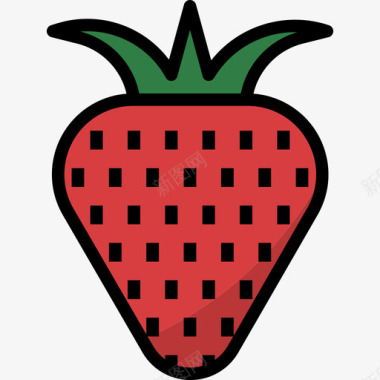 草莓水果和蔬菜9线形颜色图标图标
