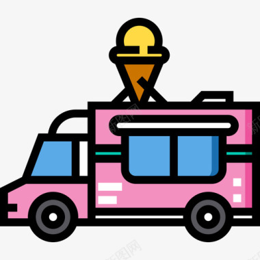 冰淇淋车食品车2线颜色图标图标