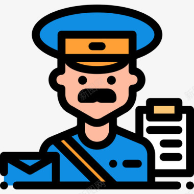 邮递员职业和工作6线性颜色图标图标