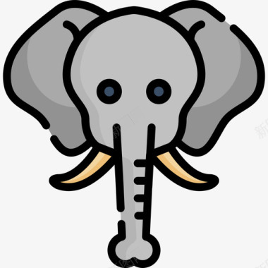 大象非洲2线形颜色图标图标