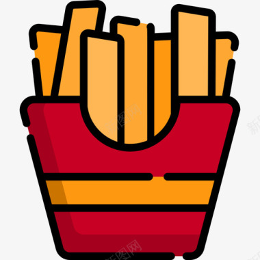 薯条食品和饮料10线性颜色图标图标