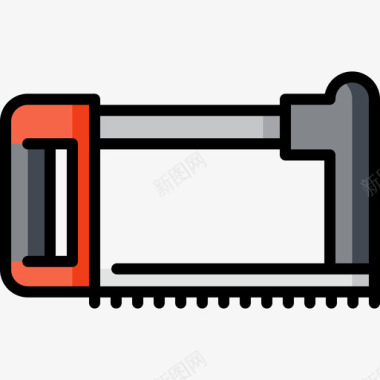 锯管道工工具和元件2线颜色图标图标