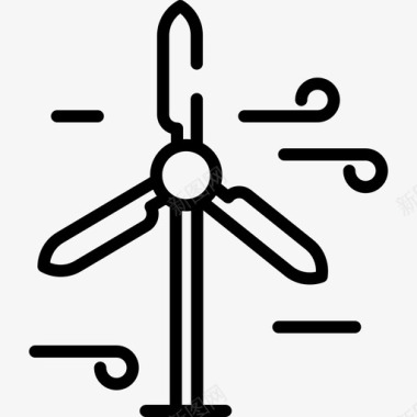 风力涡轮机天气75线性图标图标