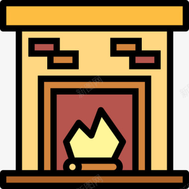 壁炉家具64线性颜色图标图标