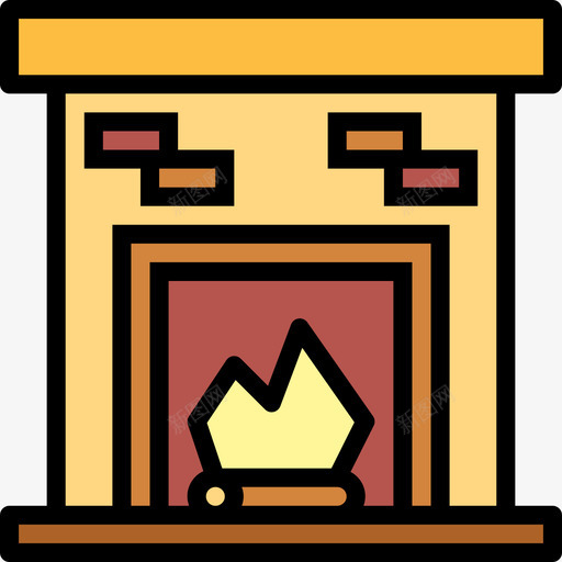 壁炉家具64线性颜色图标svg_新图网 https://ixintu.com 壁炉 家具64 线性颜色