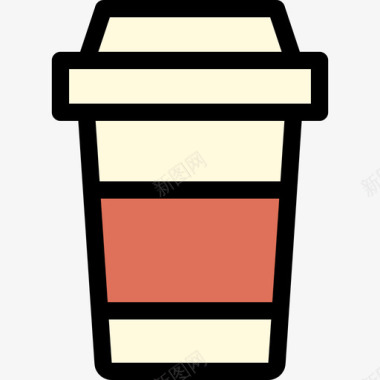 咖啡饮料7线性颜色图标图标