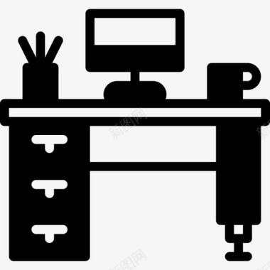办公桌家具家用3实心图标图标
