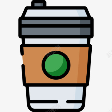 咖啡杯快餐18线性颜色图标图标