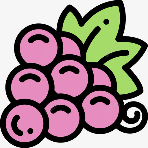 葡萄水果和蔬菜6线形颜色图标svg_新图网 https://ixintu.com 水果和蔬菜6 线形颜色 葡萄