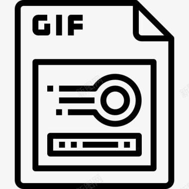 Gif文件类型和格式线性图标图标