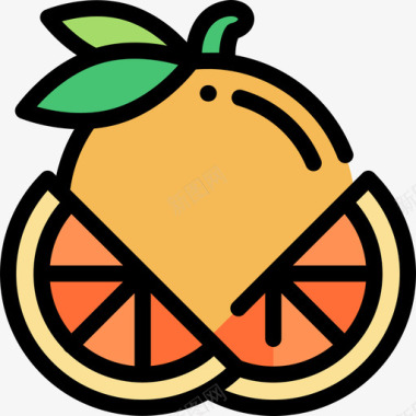 橙色水果和蔬菜6线性颜色图标图标