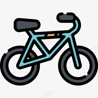 自行车家庭生活12线性颜色图标图标